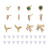 Fashewelry 12Pcs 6 Style Brass Micro Pave Cubic Zirconia Stud Earring Findings KK-FW0001-10-2