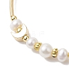 Natural Cultured Freshwater Pearl Bangle with Star Moon Brass Beads BJEW-JB10194-3