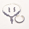 Twist Brass Rhinestone Pendant Necklaces & Stud Earrings & Bracelets FS-WGBD12F-01-3