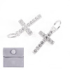 2Pcs 925 Sterling Silver Pave Clear Cubic Zirconia Cross Charms STER-TA0001-59-2