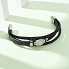 Natural Rose Quartz & Braided Microfiber Leather Multi-strand Bracelets for Women Men GG-CBAEA55-01D-3