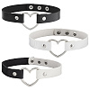 3Pcs 3 Styles Adjustable Gothic Two Tone PU Leather Alloy Heart Choker Necklaces for Women NJEW-CL0007-08-6