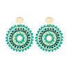 Glass Seed Braided Flat Round Dangle Earrings for Women FIND-PW0024-18-1