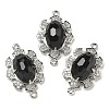 Natural Obsidian Faceted Oval Connector Charms G-G181-06P-06-1