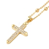 Brass Micro Pave Clear Cubic Zirconia Pendant Necklaces for Women NJEW-S429-06G-02-1