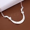 Simple Silver Color Plated Brass Cubic Zirconia Curved Bar Necklaces For Women NJEW-BB12867-1