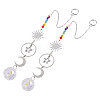 2Pcs Brass Sun Moon Star Hanging Ornaments HJEW-TA00371-2