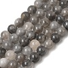 Natural Gemstone Cloudy Quartz Faceted Round Bead Strands G-O021-8mm-03B-2