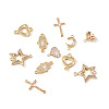 12Pcs 6 Styles Brass Micro Pave Clear Cubic Zirconia Connector Charms KK-TA0001-14-3