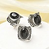 Natural Obsidian Adjustable Rings RJEW-I108-02AS-12-1