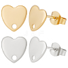 Beebeecraft 40Pcs 2 Colors 304 Stainless Steel Heart Stud Earring Findings STAS-BBC0002-37-1