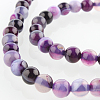 Natural Striped Agate/Banded Agate Round Bead Strands G-E232-10-1