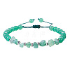 Natural Green Aventurine Round Beads & Chips Braided Bead Bracelets for Women Men MK7724-2-1