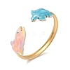 Ocean 304 Stainless Steel Enamel Cuff Bangles for Women LS-BJEW-F518-02H-G-2