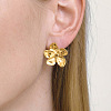 304 Stainless Steel Textured Flower Stud Earrings for Women QT8325-1-3