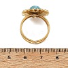 Natural Larimar Cabochons & Stainless Steel Cuff Open Rings RJEW-JR01090-01-5