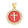 Religion Cross Brass Micro Pave Clear Cubic Zirconia Pendants CU-CBA83A6-03B-G03-1