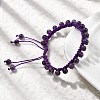 Adjustable Natural Amethyst Beads Braided Bead Bracelets for Men Women BJEW-L713-B06-3