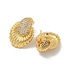 Teardrop Brass Pave Clear Cubic Zirconia Stud Earrings EJEW-N054-40G-2