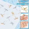 BENECREAT 24Pcs 2 Colors Bowknot Brass Stud Earring Findings KK-BC0013-68-4