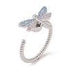 Colorful Cubic Zirconia Dragonfly Rotating Ring RJEW-B050-02P-1