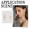 6 Pairs 2 Colors Brass Grass Shape Stud Earring Findings KK-CN0001-91-6