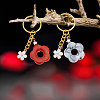 8Pcs 8 Color Flower Acrylic & Alloy Enamel Charm Keychains KEYC-PH01511-4