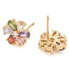 Rack Plating Flower Brass Cubic Zirconia Stud Earrings EJEW-M090-13G-03-2