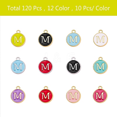 120Pcs 12 Colors Golden Plated Alloy Charms ENAM-SZ0001-64M-1