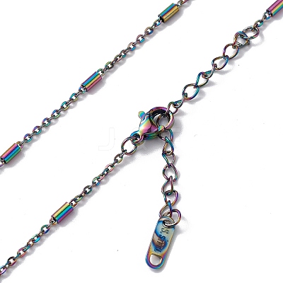 Ion Plating(IP) 304 Stainless Steel Column Link Chain Necklace for Men Women NJEW-K245-019B-1