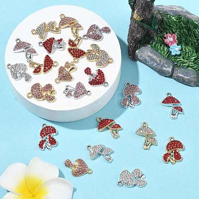 24Pcs 6 Colors Rack Plating Alloy Rhinestone Pendants FIND-FS0004-96-1