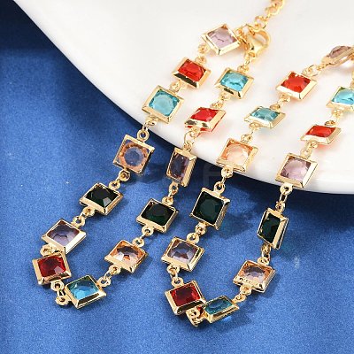 304 Stainless Steel Square Link Bracelets for Woman BJEW-S157-09G-1