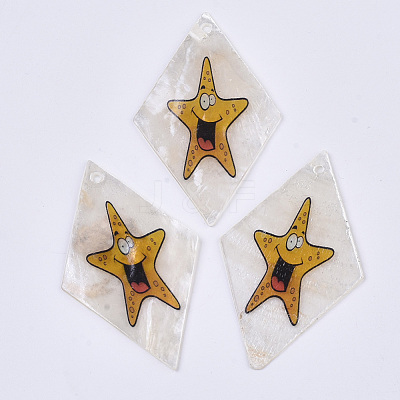 Printed Capiz Shell Pendants X-SHEL-T016-08K-1