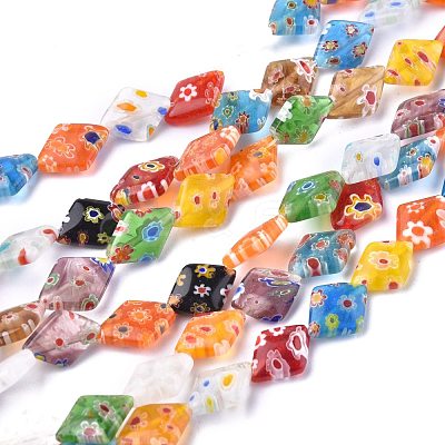 Rhombus Handmade Millefiori Glass Beads X-LK-R004-48-1