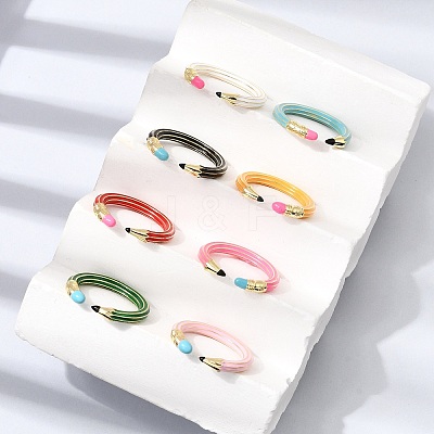 Brass Enamel Cuff Open Rings KK-CBA0E55-10G-1