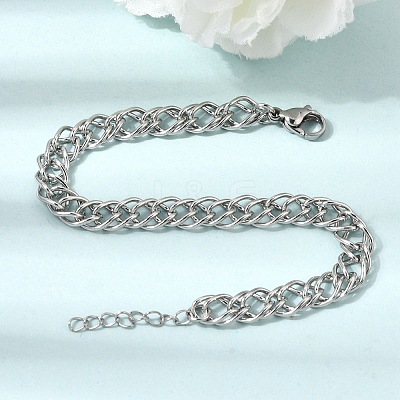 6.5MM 304 Stainless Steel Double Link Chain Bracelets for Women Men SA-CBA37BC-21P-1