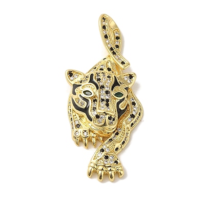 Rack Plating Brass Micro Pave Black Cubic Zirconia Pendants KK-P267-03B-G-1