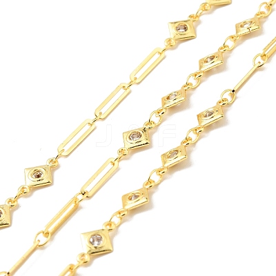 Rack Plating Brass Rhombus & Oval Link Chains CHC-C025-13G-1