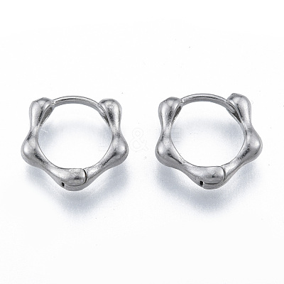 Non-Tarnish 316 Surgical Stainless Steel Bamboo Stick Hoop Earrings for Men Women EJEW-N052-06-1