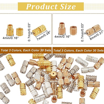 180 Sets 6 Styles Brass Screw Clasps KK-NB0002-79-1