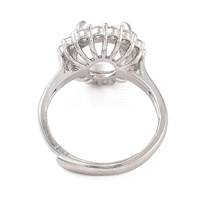 Rack Plating Round Brass Micro Pave Cubic Zirconia Adjustable Ring Components KK-Q819-05P-1