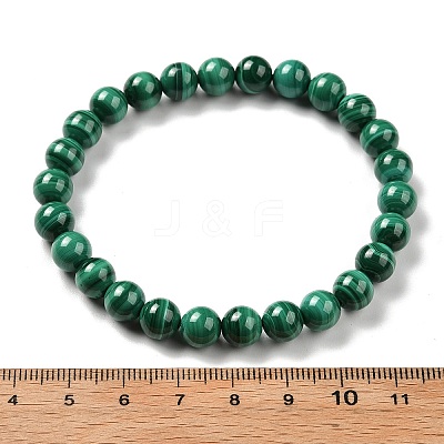 Natural Malachite Beaded Stretch Bracelets BJEW-A045-01C-1