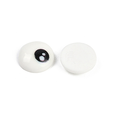 White and Black Flat Round Cartoon Resin Cabochons LS-CRES-Q009-01G-1