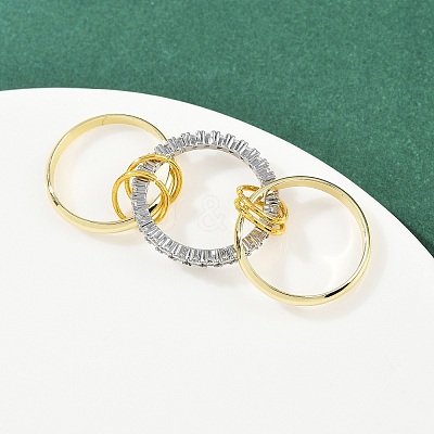Brass Micro Pave Cubic Zirconia Finger Rings RJEW-D325-01PG-09-1