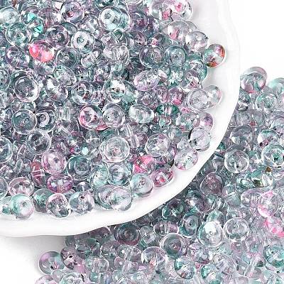 Spray Painted Transparent Glass Seed Beads SEED-T007-05E-1