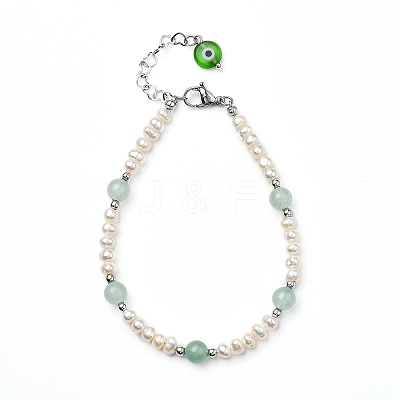 Natural Amazonite Beaded Bracelets BJEW-JB05313-02-1