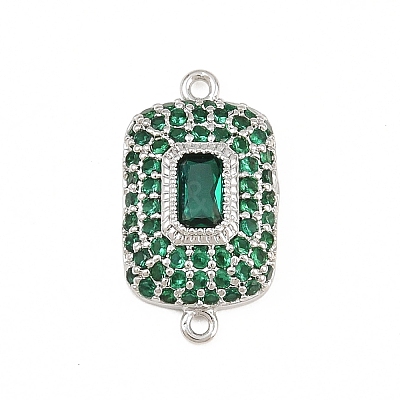 Brass Micro Pave Cubic Zirconia Connector Charms CU-CBAAB9C-01P-01-1
