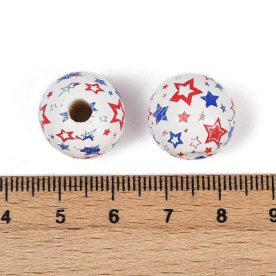 Independence Day Theme Wood European Beads WOOD-Z005-01B-02-1