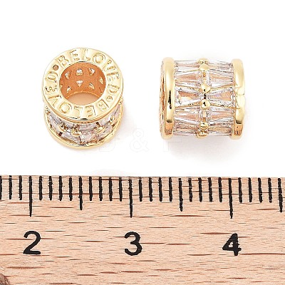 Brass Micro Pave Clear Cubic Zirconia European Beads KK-P271-43G-A-1