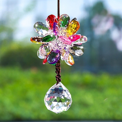 Glass Flower Pendant Decorations PW-WG637EB-03-1